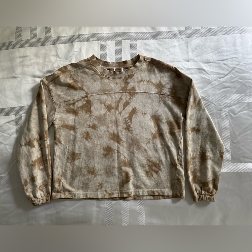 Banana Republic Beige & Brown Tie-Dye Crewneck Sweatshirt